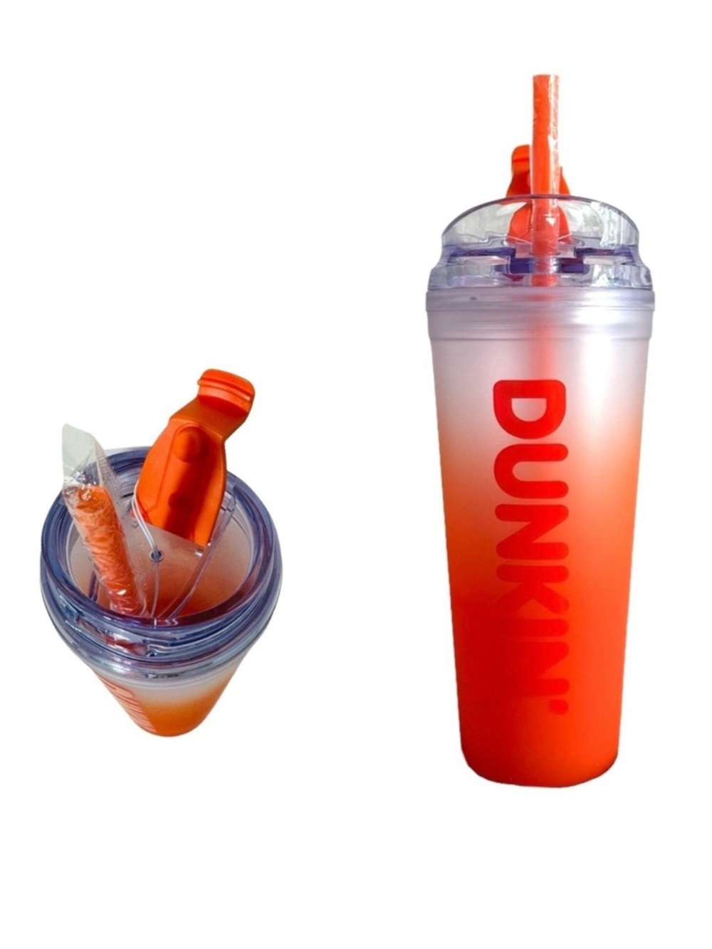 Dunkin' Summer 2024 Ombre Plastic Insulated 24oz Tumbler‎ ORANGE